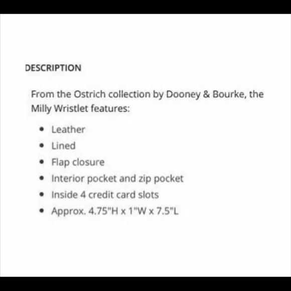 Dooney & Bourke NWT Black Ostrich Milly Wristlet. - Picture 8 of 8